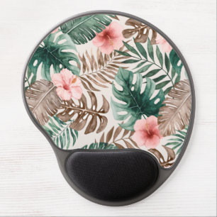 Modern Boho Watercolor Tropical Leaves Gel Mouse Pad