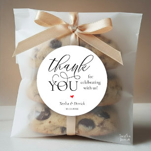 Modern Boho Wedding Cute Heart Thank You Gifts  Classic Round Sticker