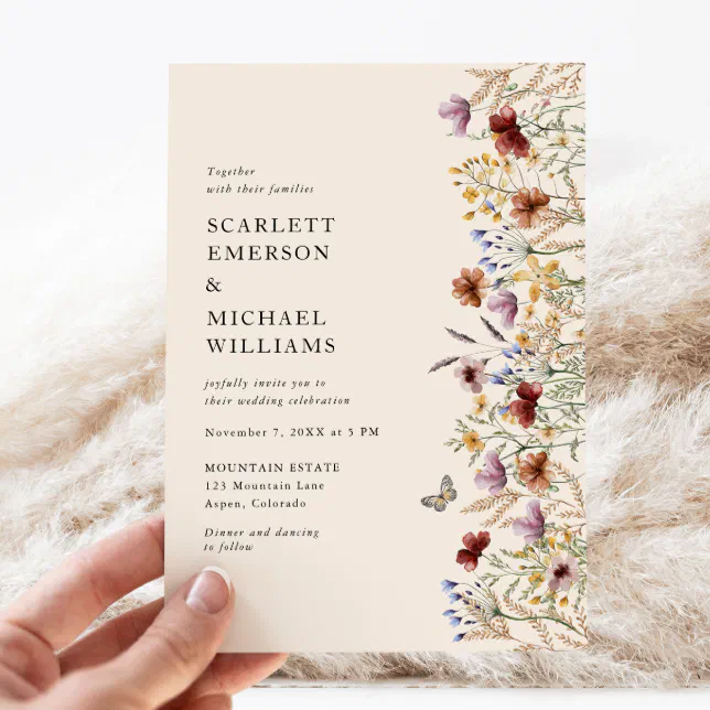 Modern Boho Wedding Invitation | Zazzle