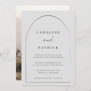 Modern Boho Wedding Invitation in Gray