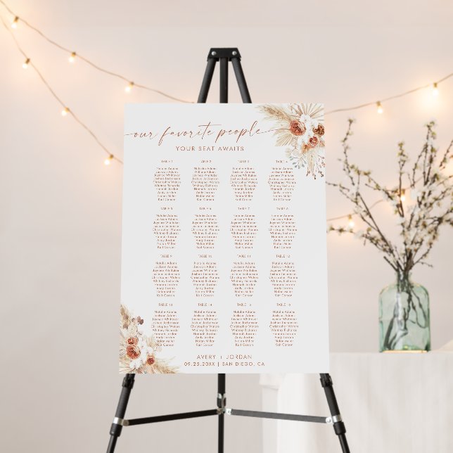 Modern Boho Wedding Seating Chart | Pampas Grass  Foam Board (In Situ (Stand))