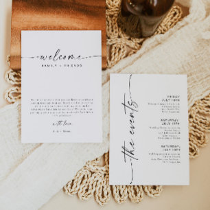 Modern Boho Wedding Weekend Welcome Schedule Invitation