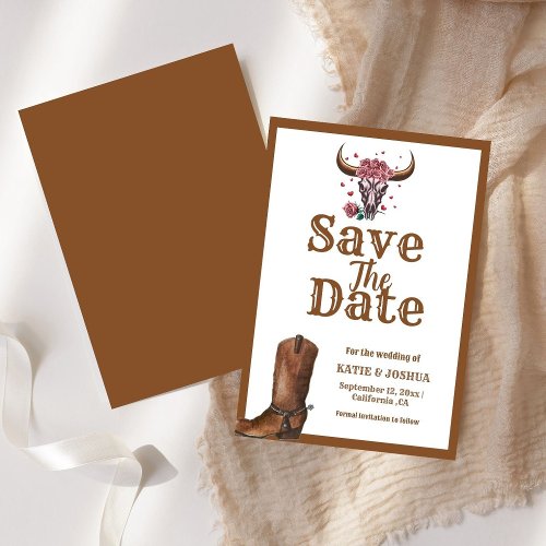 Modern Boho Western Cowboy Wedding Save the date  Invitation