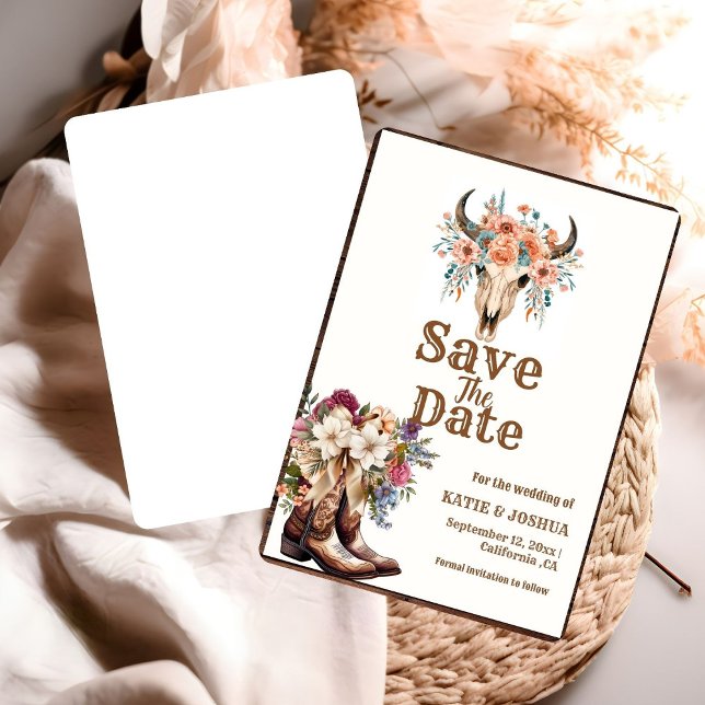 Modern Boho Western Cowboy Wedding Save the date  Invitation (Creator Uploaded)