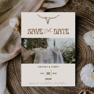 Modern Boho Western Photo Theme Wedding Save The Date