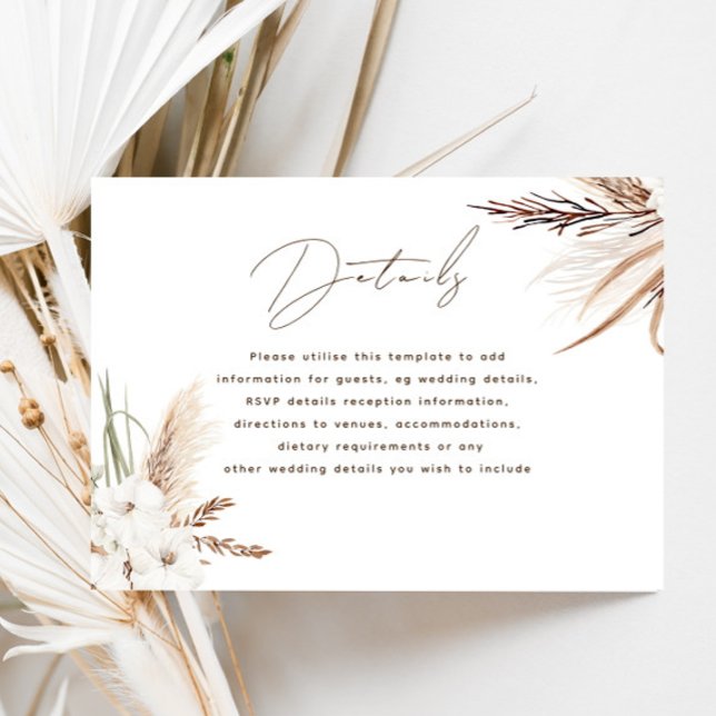 Modern Boho White Floral Fall Wedding Details Enclosure Card (Creator Uploaded)