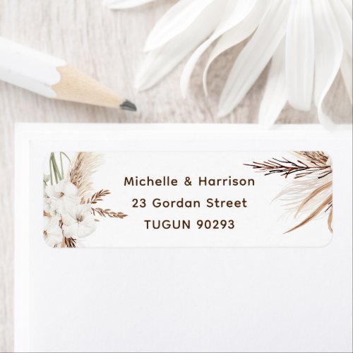 Modern Boho White Floral Return Address Wedding Label