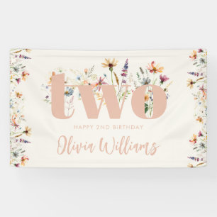 Modern Boho Wildflower 2nd Birthday Banner