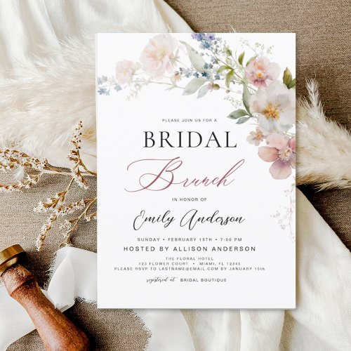 Modern Boho Wildflower Bridal Brunch Shower Invitation