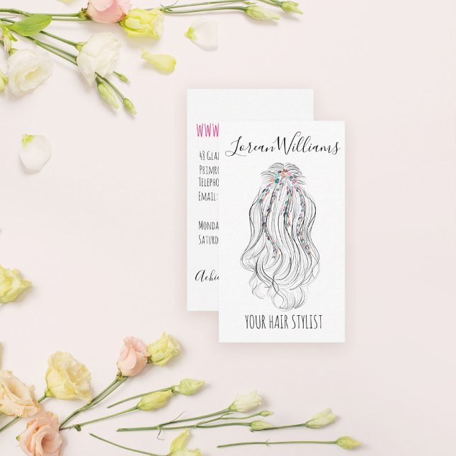 Modern Boho Wildflower Bridal Hair Stylist Floral  Business Card (Creator Uploaded)