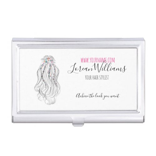 Modern Boho Wildflower Bridal Hair Stylist Floral  Business Card Case