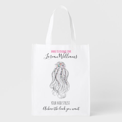 Modern Boho Wildflower Bridal Hair Stylist Floral  Grocery Bag