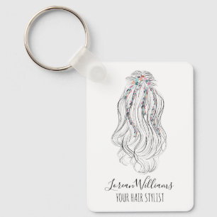 Modern Boho Wildflower Bridal Hair Stylist QR  Keychain