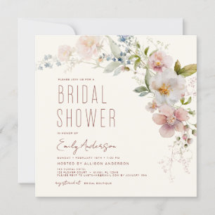 Modern Boho Wildflower Bridal Shower Elegant Invitation