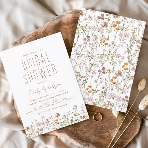 Modern Boho Wildflower Bridal Shower Elegant Invitation