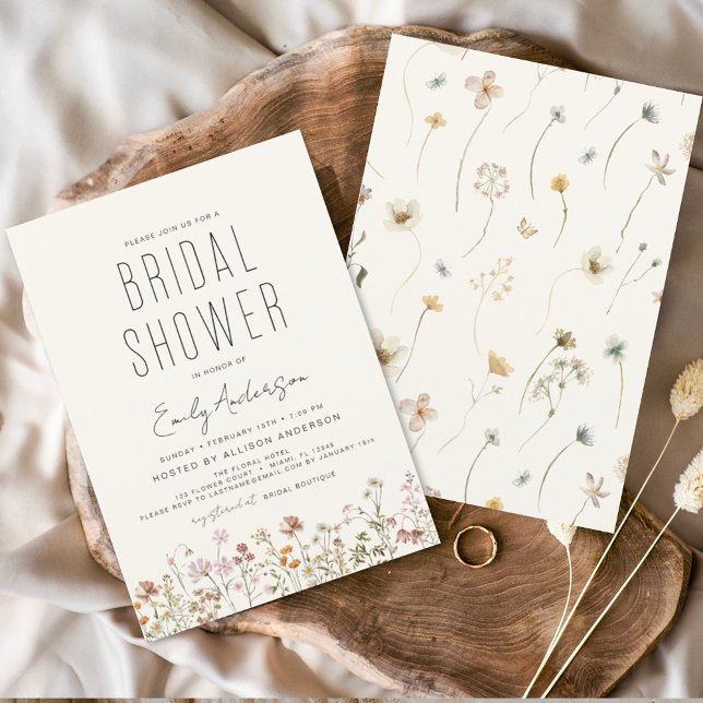 Modern Boho Wildflower Bridal Shower Elegant Invitation (Creator Uploaded)