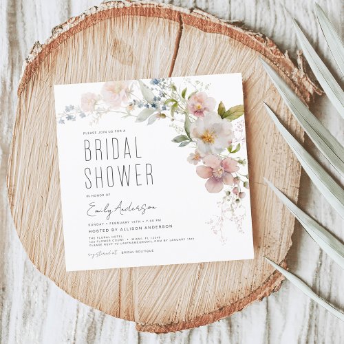 Modern Boho Wildflower Bridal Shower Elegant Invitation