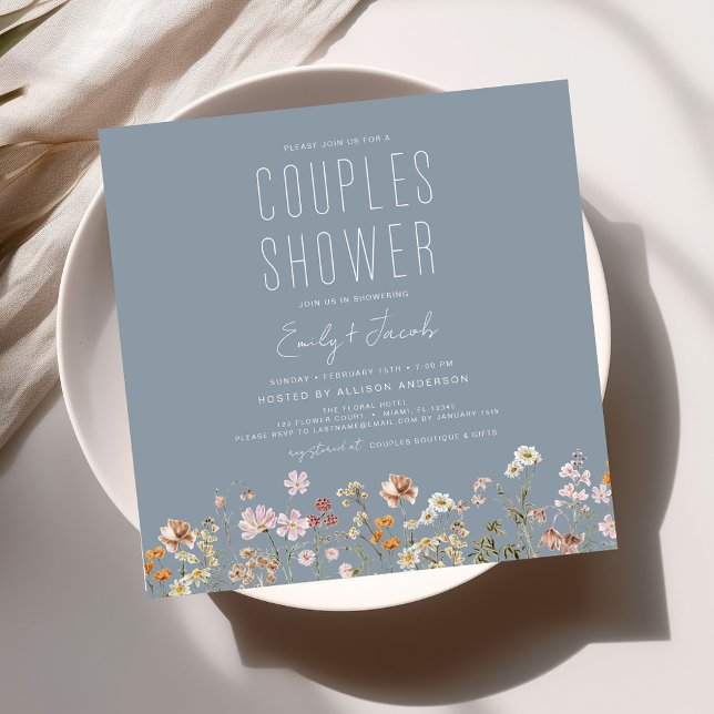 Modern Boho Wildflower Couples Shower Elegant Invitation (Creator Uploaded)