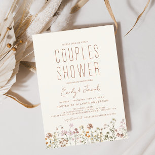 Modern Boho Wildflower Couples Shower Elegant Invitation