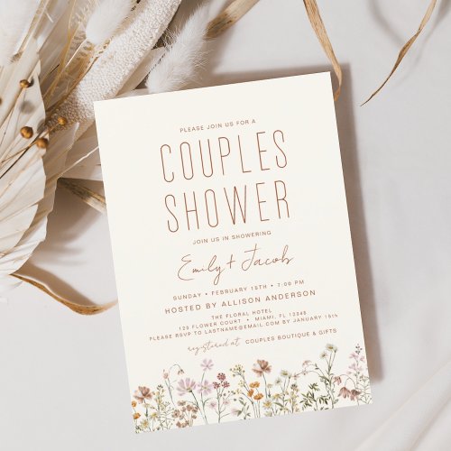 Modern Boho Wildflower Couples Shower Invitation