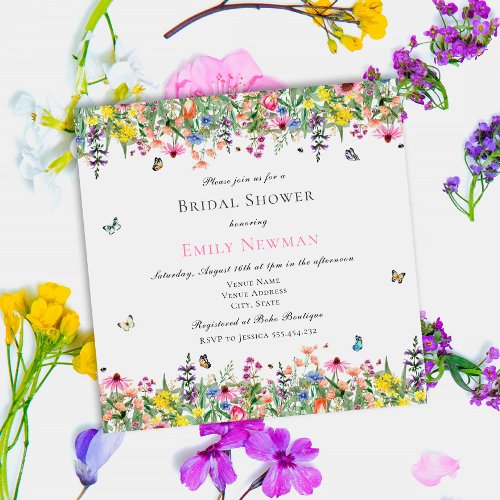 Modern Boho Wildflower Floral Bridal Shower Invitation