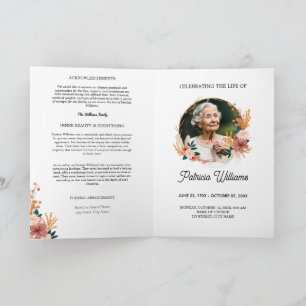 Modern Boho Wildflower Funeral Memorial Program