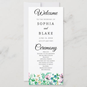 Modern Boho Wildflower Garden Wedding Program