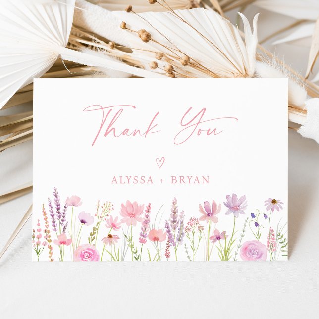 Modern Boho Wildflower Script Bridal Shower Letterpress Thank You Card (Creator Uploaded)