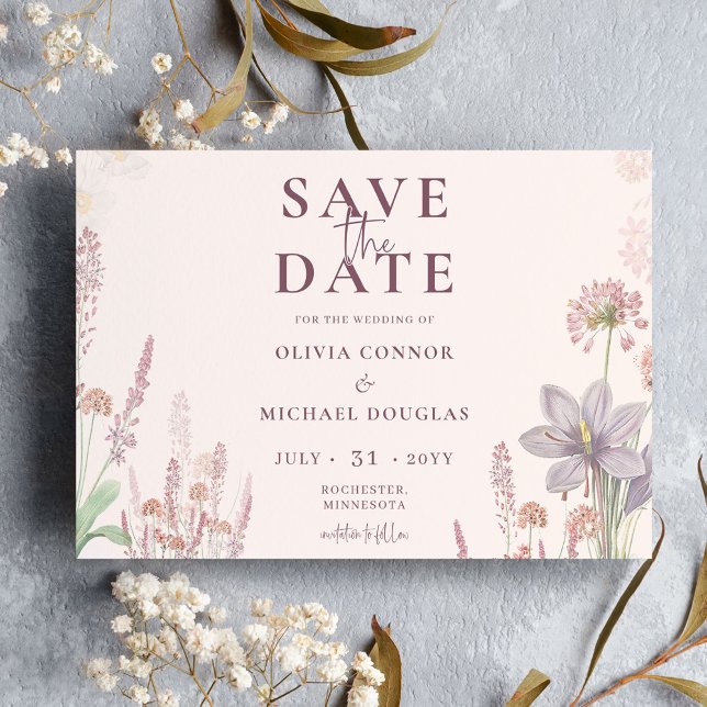 Modern Boho Wildflower Wedding QR Save The Date (Creator Uploaded)