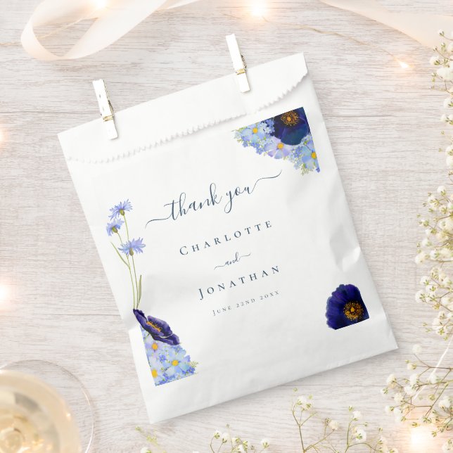 Modern Boho Wildflower Wedding Thank You Favor Bag (Clipped)