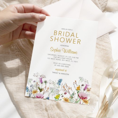 Modern Boho Wildflowers Bridal Shower Invitation