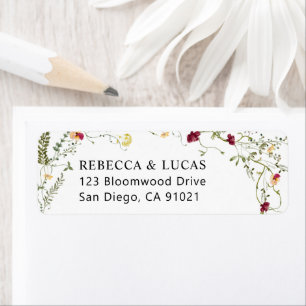 Modern Boho Wildflowers Greenery Return Address Label