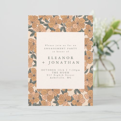 Modern Boho Yellow Floral Engagement Party Invitation