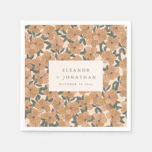 Modern Boho Yellow Floral Rehearsal Dinner Custom Napkins