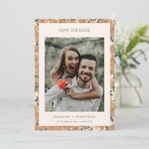 Modern Boho Yellow Floral Wedding Photo QR Code Save The Date