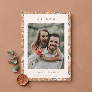 Modern Boho Yellow Floral Wedding Photo QR Code Save The Date