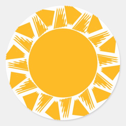 Modern boho yellow sun rays happy fun cute classic round sticker
