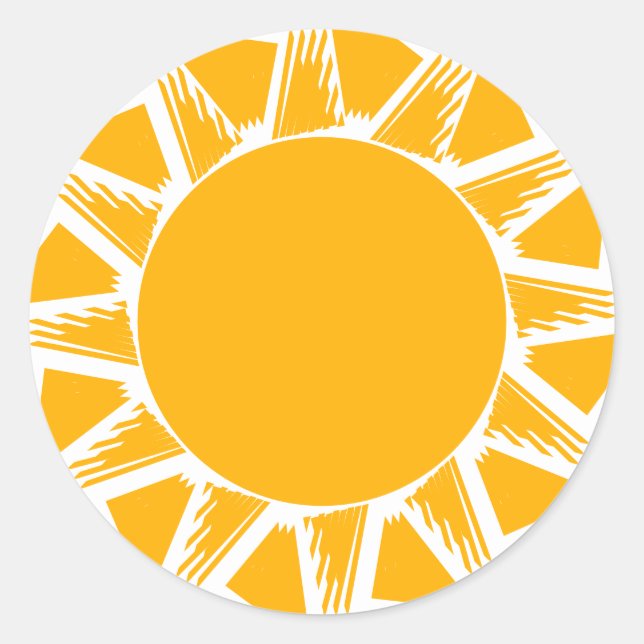 Modern boho yellow sun rays happy fun cute classic round sticker (Front)