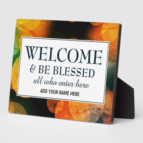 Modern Bokeh BE BLESSED Welcome Plaque