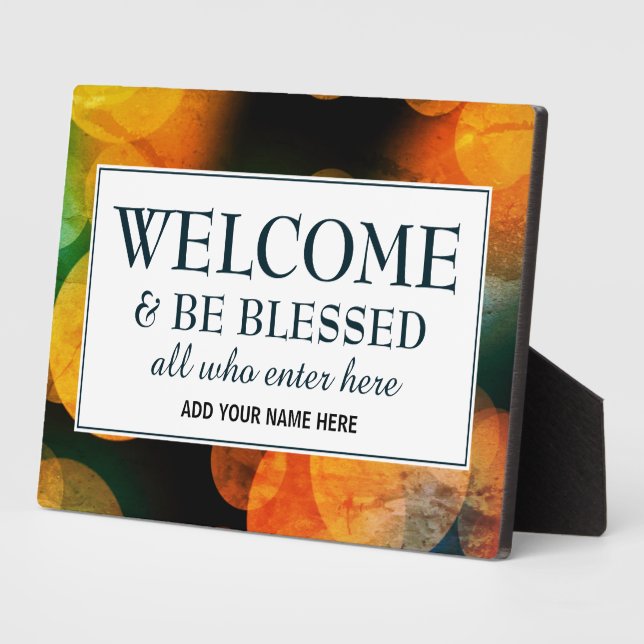 Modern Bokeh BE BLESSED Welcome Plaque (Side)