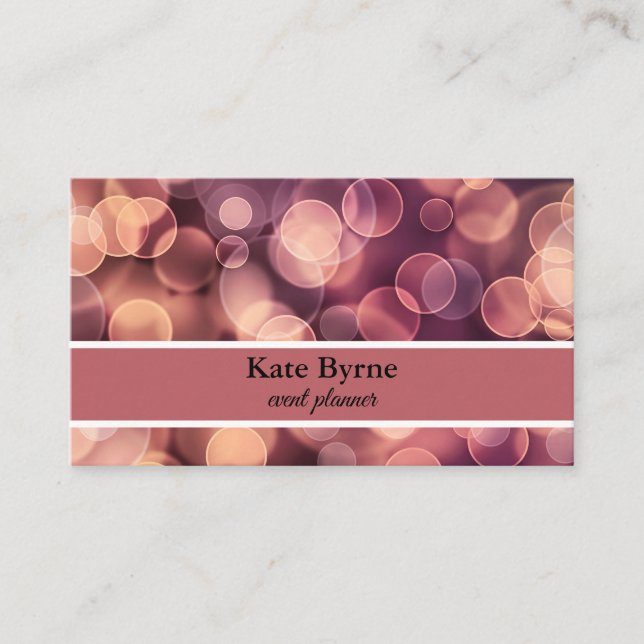 Modern Bokeh Dots Event Planner Business Card (Front)