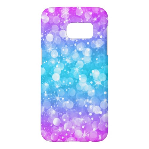Modern Bokeh Glitter Ombre Pink  Blue Samsung Galaxy S7 Case