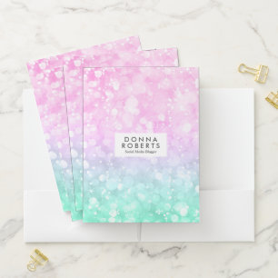 Modern Bokeh Glitter Pocket Folder