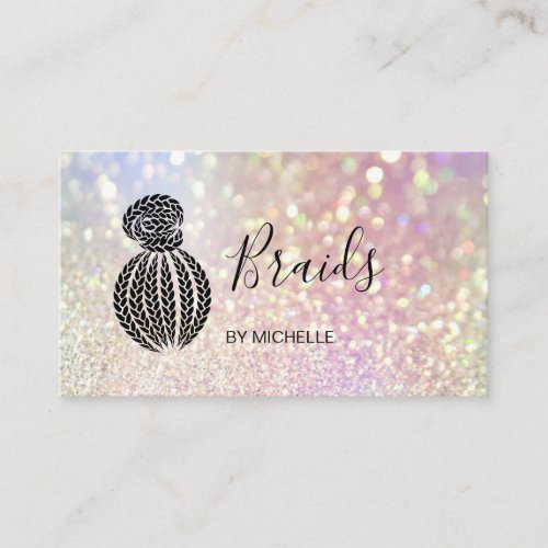 Modern Bokeh Holograph Hair Braider Braids  Busin Business Card