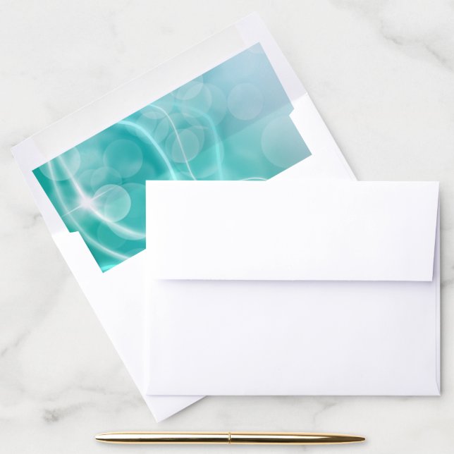 Modern Bokeh & Light Trails Background - Aqua Envelope Liner (Desk)