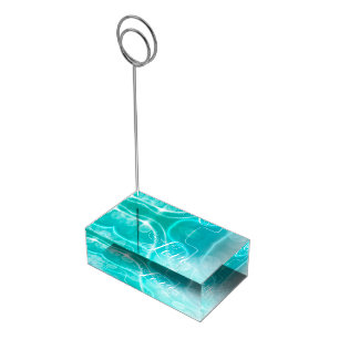 Modern Bokeh & Light Trails Background - Aqua Place Card Holder