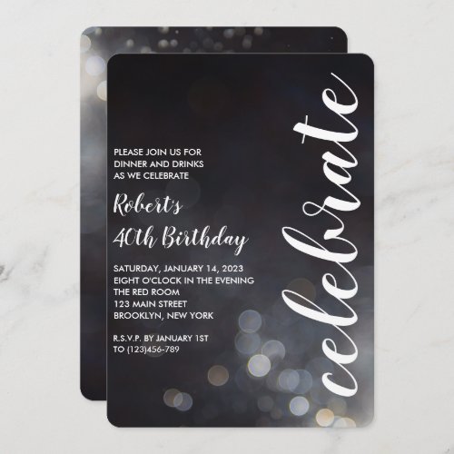 Modern Bokeh Lights Birthday Party Invitation