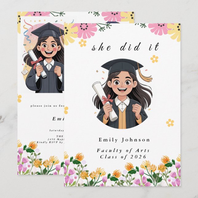 Modern Bokeh Lights Graduation invitation (Front/Back)