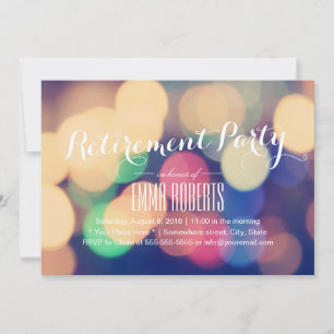 Modern Bokeh Lights Retirement Party Invitation