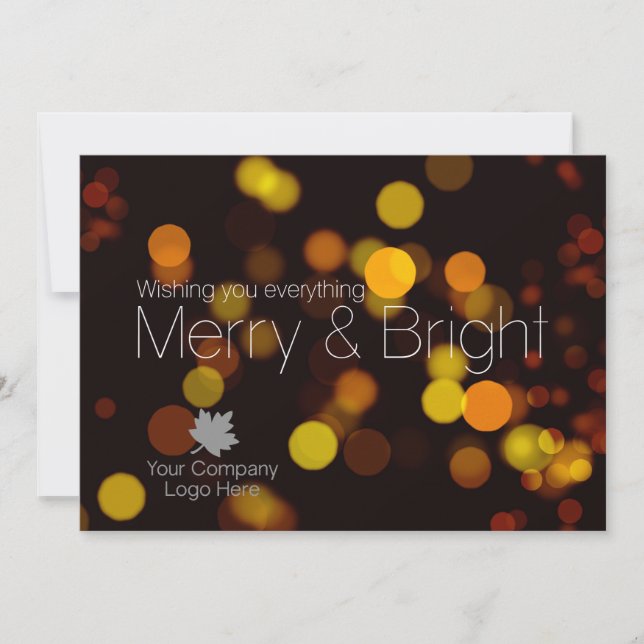 Modern Bokeh Merry Bright Corporate Logo Holiday (Front)